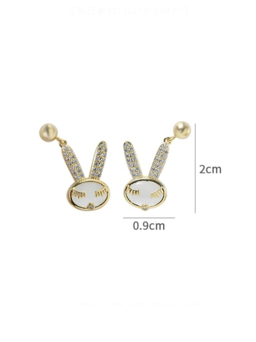 YOUH Brass Cubic Zirconia Rabbit Dainty Earring 2