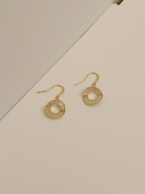 14k gold Brass Cubic Zirconia Geometric Minimalist Hook Trend Korean Fashion Earring