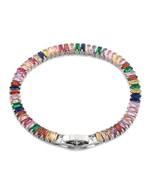 bracelet (colored  randomly arranged) Brass Cubic Zirconia Multi Color Rainbow Minimalist Bracelet