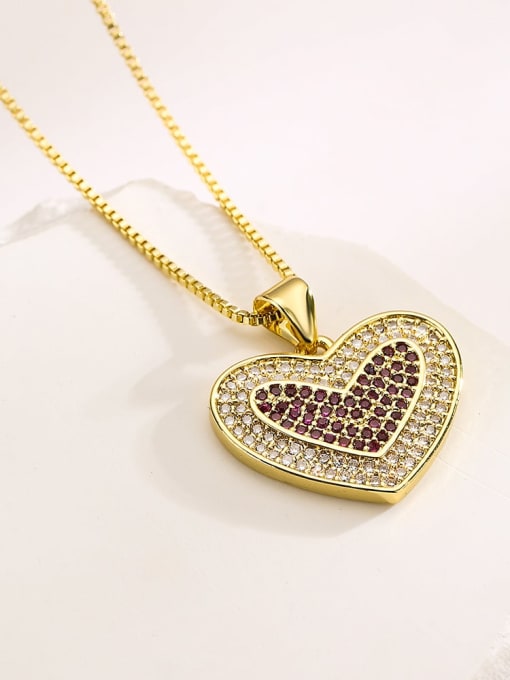 AOG Brass Cubic Zirconia Heart Minimalist Necklace 3