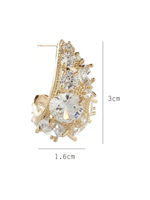 SUUTO Brass Cubic Zirconia Irregular Luxury Cluster Earring 2