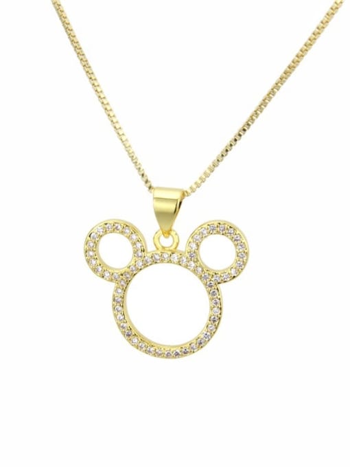 renchi Brass Cubic Zirconia Minimalist Mouse  Earring and Necklace Set 2