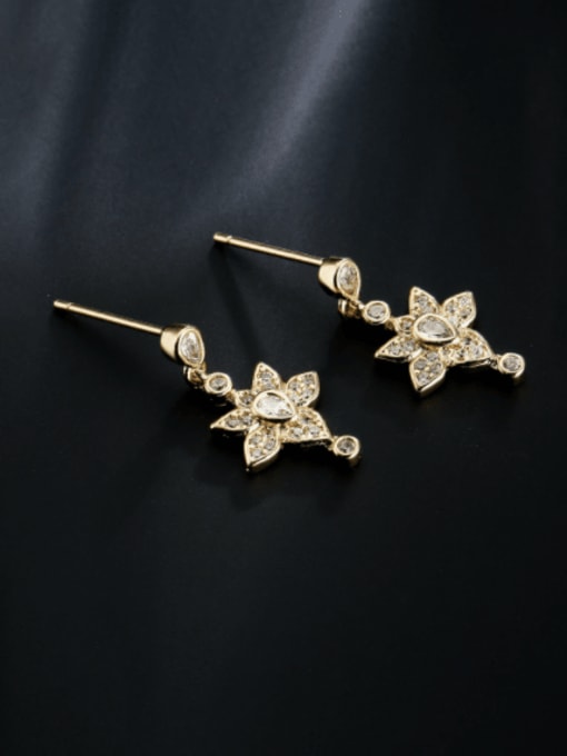 AOG Brass Cubic Zirconia Flower Vintage Drop Earring 1