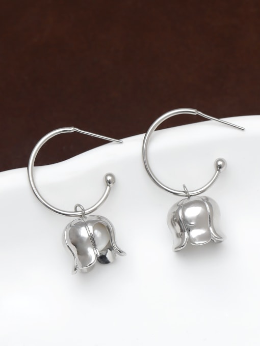 White K Brass Bell Minimalist Hook Earring