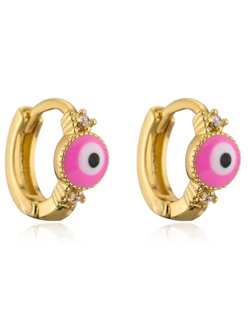 41661 Brass Enamel Evil Eye Vintage Huggie Earring