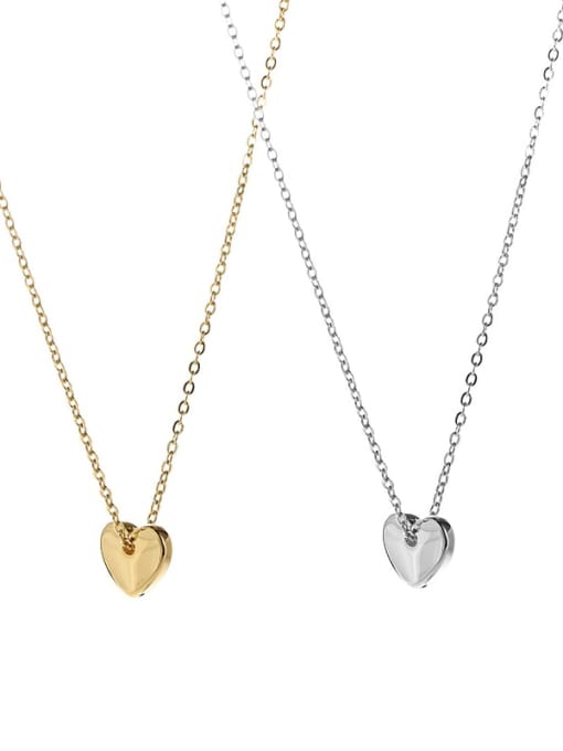 Five Color Titanium Steel Heart Minimalist Necklace 0