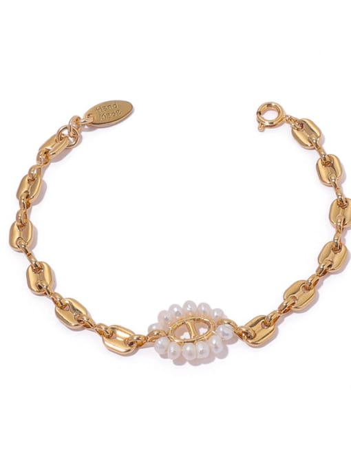 ACCA Brass Freshwater Pearl Flower Minimalist Bracelet 4