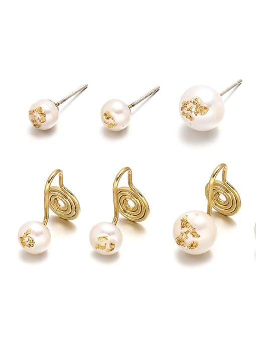 ACCA Brass Freshwater Pearl Irregular Vintage Stud Earring 4