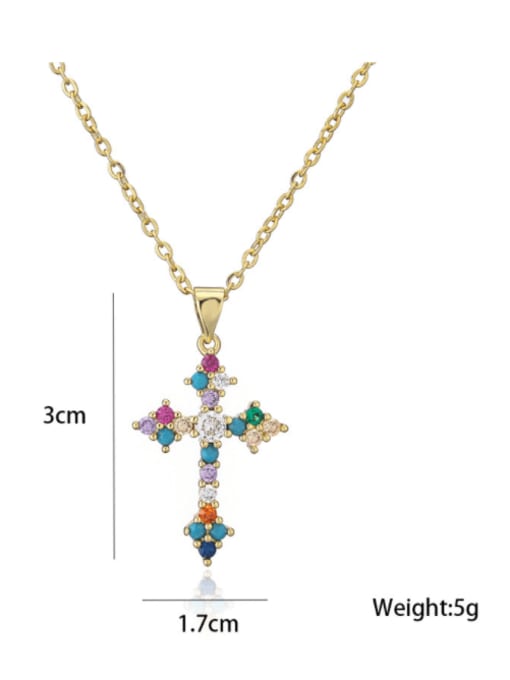 AOG Brass Cubic Zirconia Cross Vintage Necklace 3