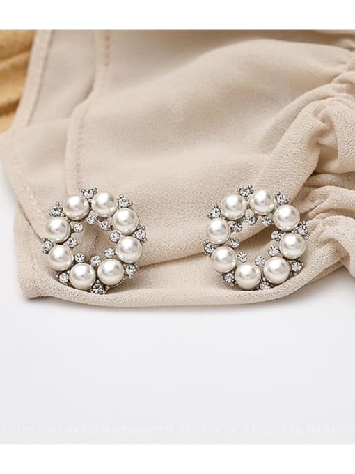 HYACINTH Copper Imitation Pearl Flower Ethnic Stud Trend Korean Fashion Earring 3