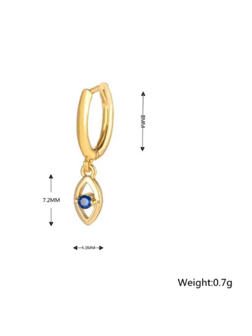 COLSW Brass Cubic Zirconia Evil Eye Minimalist Single Earring(Only-One) 4