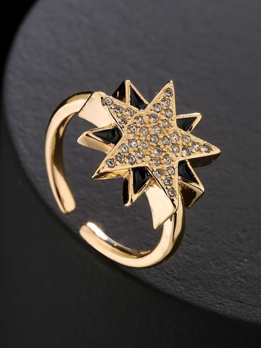 AOG Brass Cubic Zirconia Star Vintage Band Ring 3