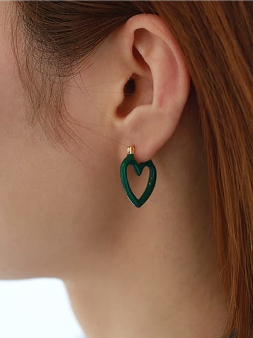 ACCA Brass Enamel Heart Minimalist Huggie Earring 1