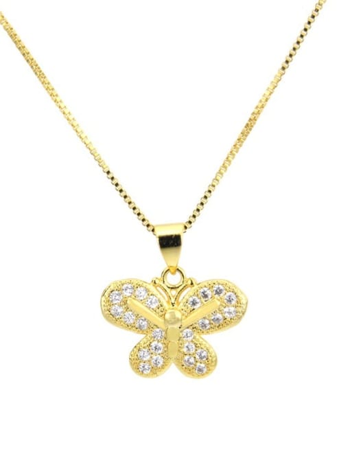 gold-plated Brass Cubic Zirconia Butterfly Cute Necklace