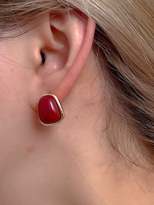YOUH Brass Resin Geometric Vintage Stud Earring 1
