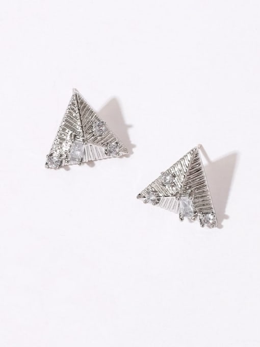 Platinum Brass Triangle Vintage Stud Earring