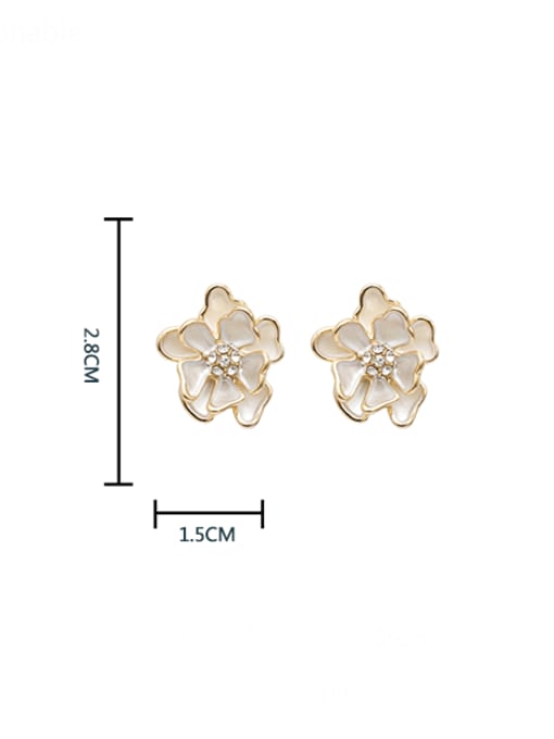 HYACINTH Brass Rhinestone Enamel Flower Minimalist Stud Earring 2