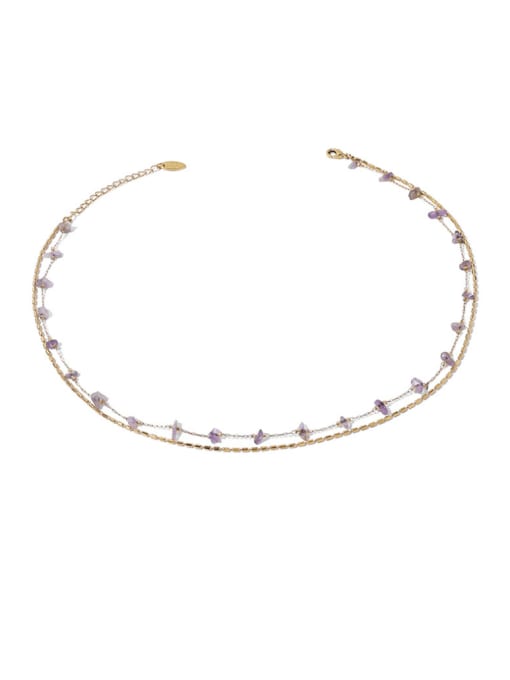 purple Brass Natural Stone Irregular Vintage Multi Strand Necklace