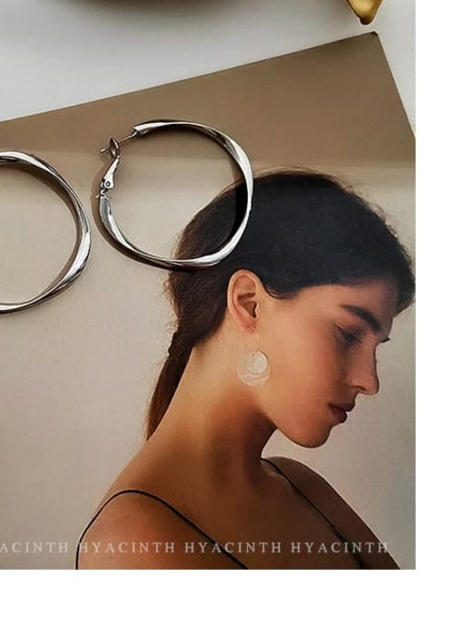 HYACINTH Copper Hollow  Round Minimalist Hoop Trend Korean Fashion Earring 3