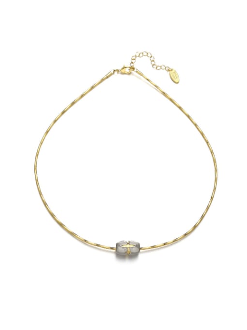 ACCA Brass Natural Stone Geometric Hip Hop Necklace