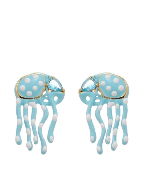 Jellyfish earrings Brass Cubic Zirconia Geometric Dainty Stud Earring