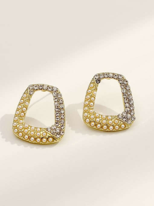 HYACINTH Brass Imitation Pearl Geometric Vintage Stud Trend Korean Fashion Earring