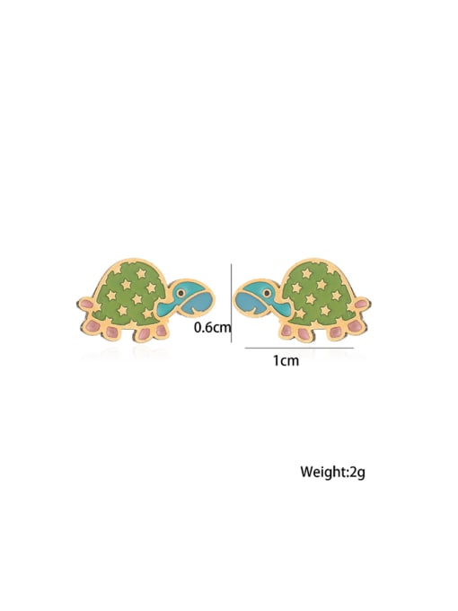 AOG Brass Enamel Turtle Cute Stud Earring 1