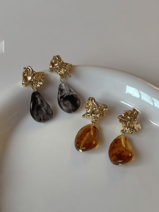 ZRUI Brass Resin Geometric Vintage Drop Earring