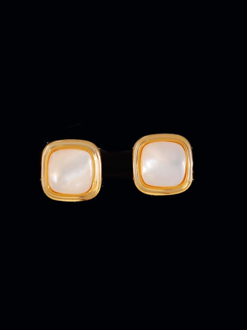 HYACINTH Brass Shell Geometric Minimalist Stud Earring 0