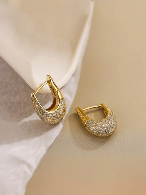 44200 Brass Cubic Zirconia Geometric Vintage Huggie Earring