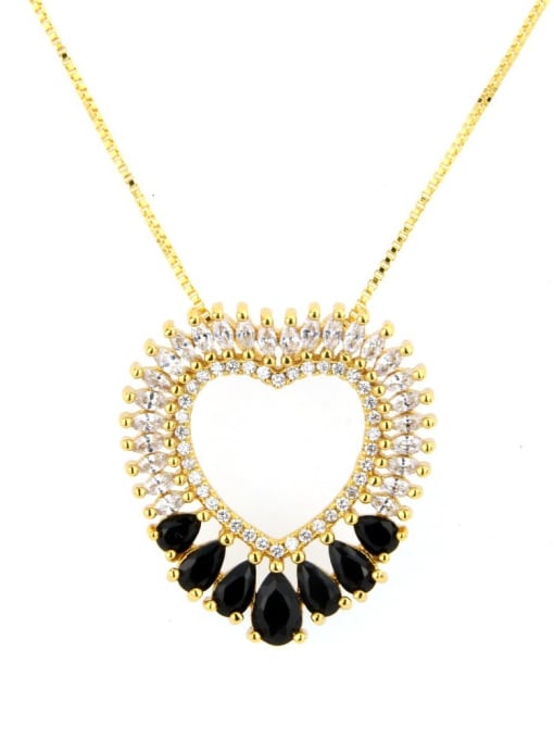 gold-plated Brass Cubic Zirconia Heart Luxury Necklace