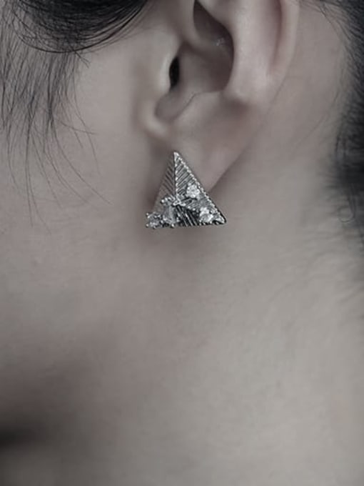 TINGS Brass Triangle Vintage Stud Earring 1