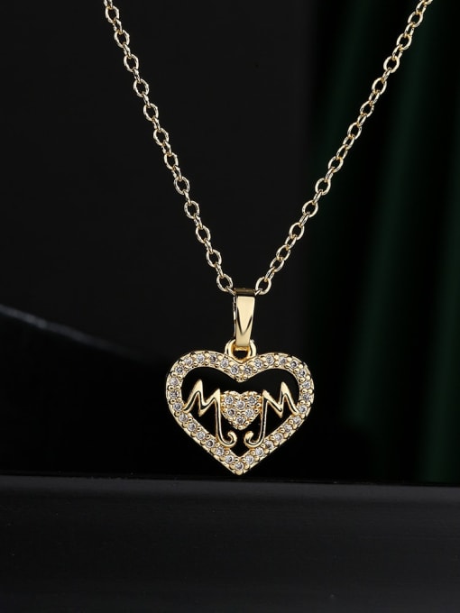 AOG Brass Cubic Zirconia Heart Dainty Letter MOM Pendant Necklace 1