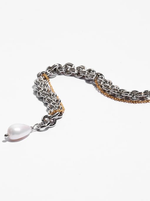 TINGS Brass Imitation Pearl Irregular Vintage Link Bracelet 3