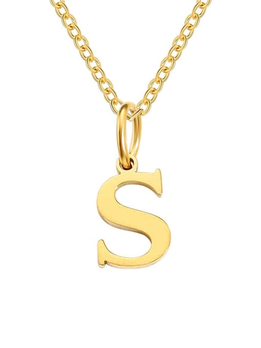 S Gold Stainless steel Letter Minimalist Necklace