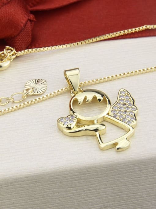 renchi Brass Cubic Zirconia Angel Cute Necklace 3