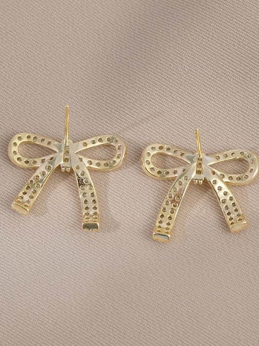 YOUH Brass Cubic Zirconia Bowknot Dainty Stud Earring 1