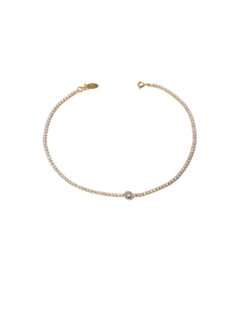 Gold necklace Brass Cubic Zirconia Geometric Hip Hop Necklace