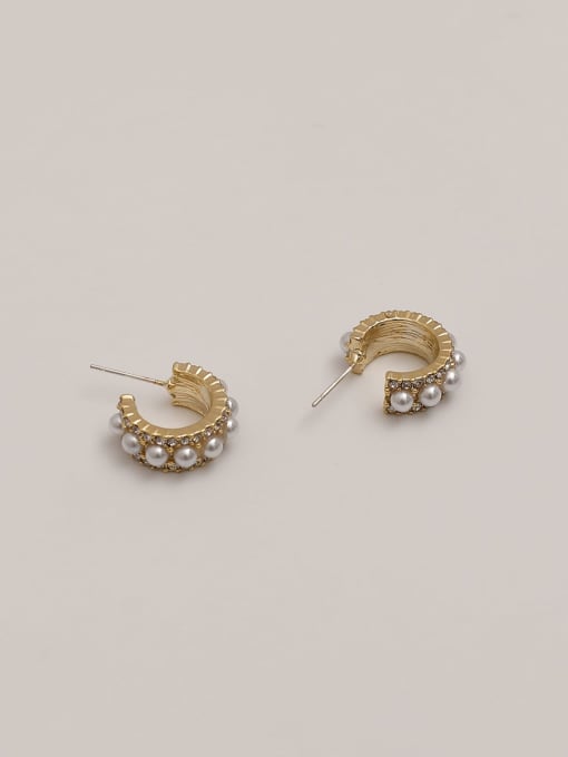 HYACINTH Brass Imitation Pearl Geometric Vintage Stud Trend Korean Fashion Earring 2