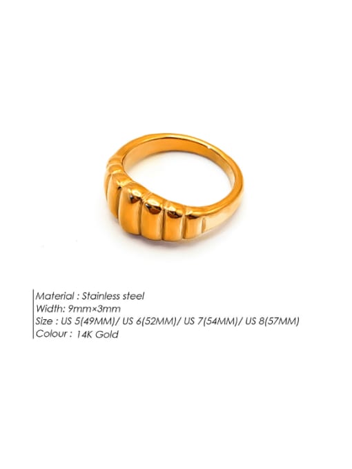 TR18914 Gold Stainless steel Geometric Vintage Band Ring