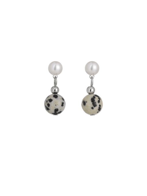 ACCA Brass Imitation Pearl Geometric Hip Hop Drop Earring 2