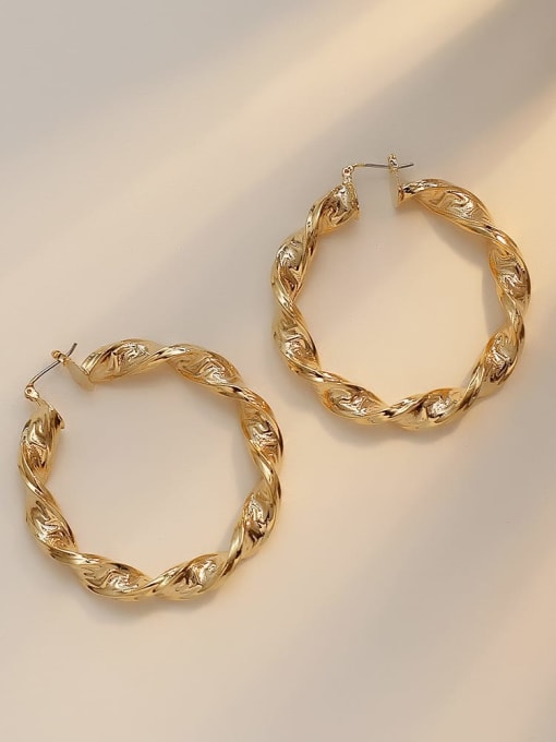 14K gold Brass Twist Geometric Hoop Earring