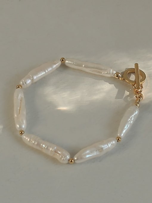 Five Color Brass Freshwater Pearl Geometric Vintage Bracelet 4
