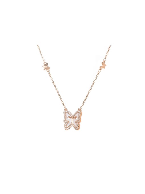 YOUH Brass Cubic Zirconia Butterfly Dainty Necklace