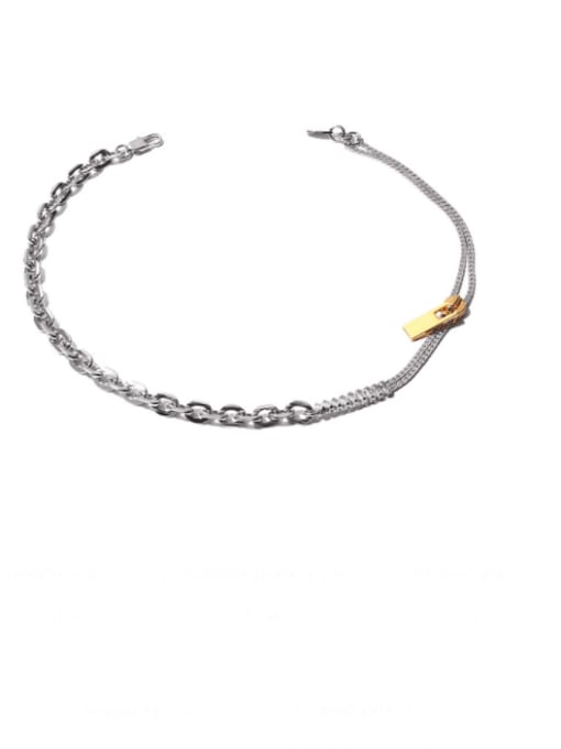 Zip necklace Brass Geometric Vintage  Asymmetry Chain Necklace