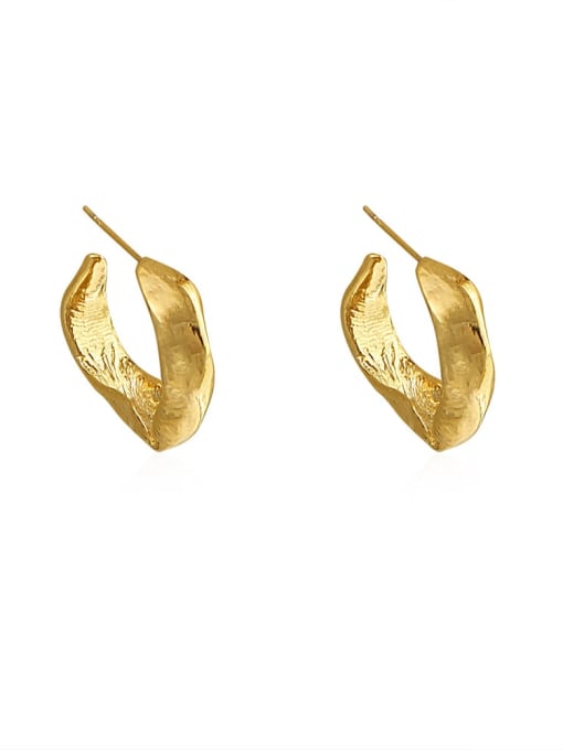 14 K gold Brass Geometric Vintage Stud Trend Korean Fashion Earring