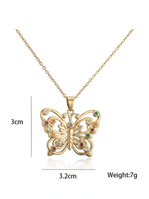 20986 Brass Rhinestone  Trend Butterfly Pendant Necklace