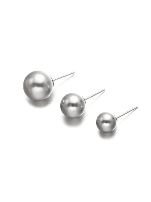 ACCA Brass Imitation Pearl Round Minimalist Stud Earring 2