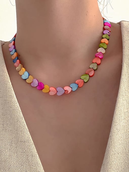 ZRUI Stainless steel Shell Multi Color Heart Trend Necklace 1