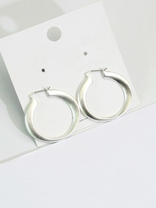 Dumb Silver Copper Hollow Round Minimalist Hoop Trend Korean Fashion Earring